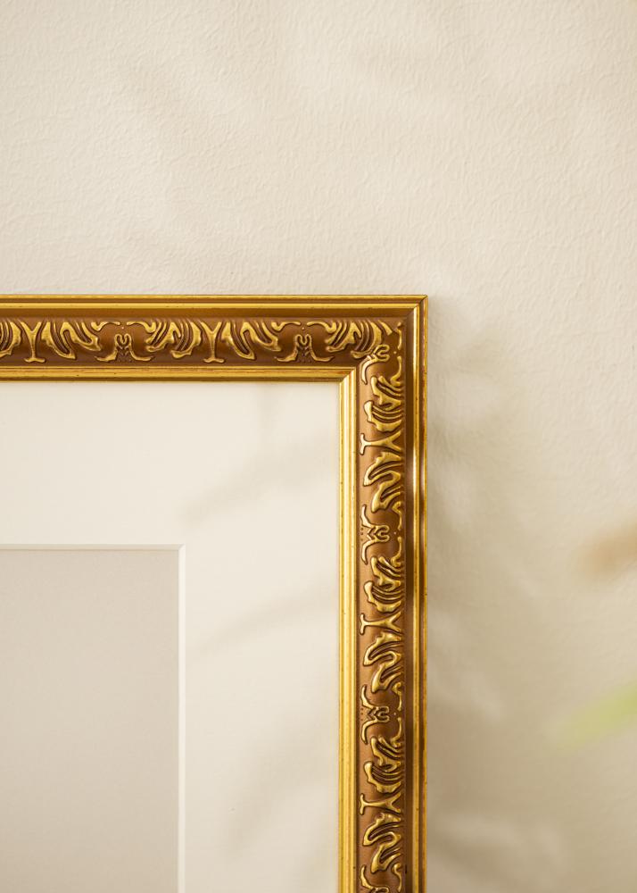 Ramme Swirl Guld 60x80 cm - Passepartout Hvid 50x70 cm