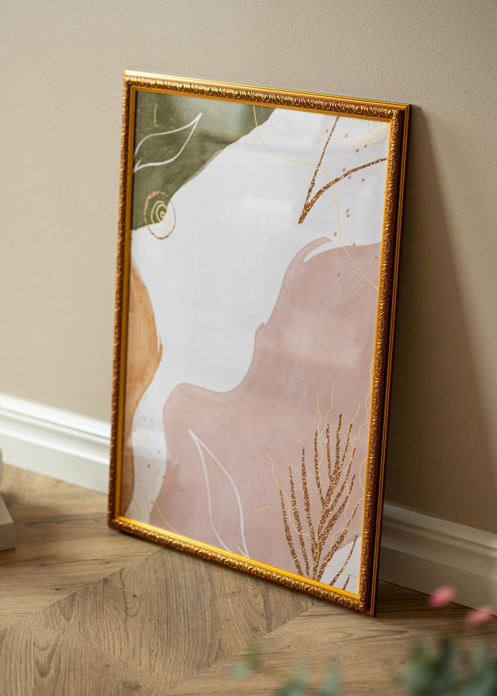 Ramme Swirl Guld 60x80 cm - Passepartout Hvid 50x70 cm