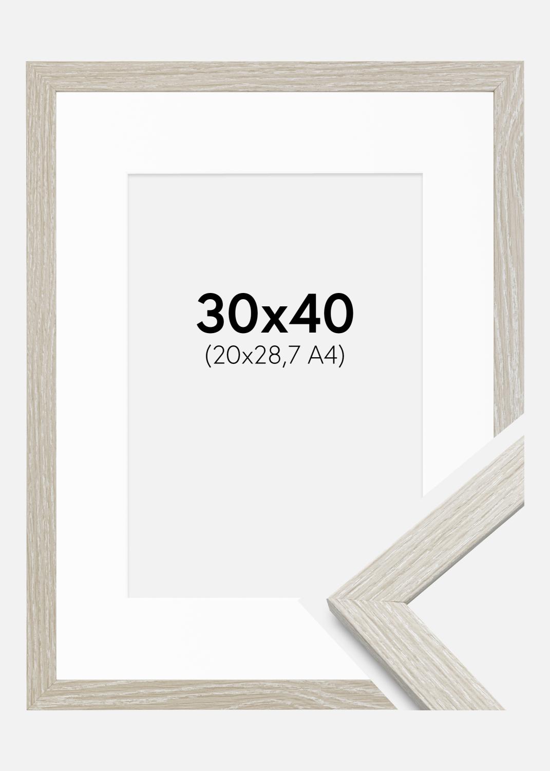 Product Image for Ramme Stilren lysegrå Eg 30x40 cm - Passepartout Hvid 21x29,7 cm