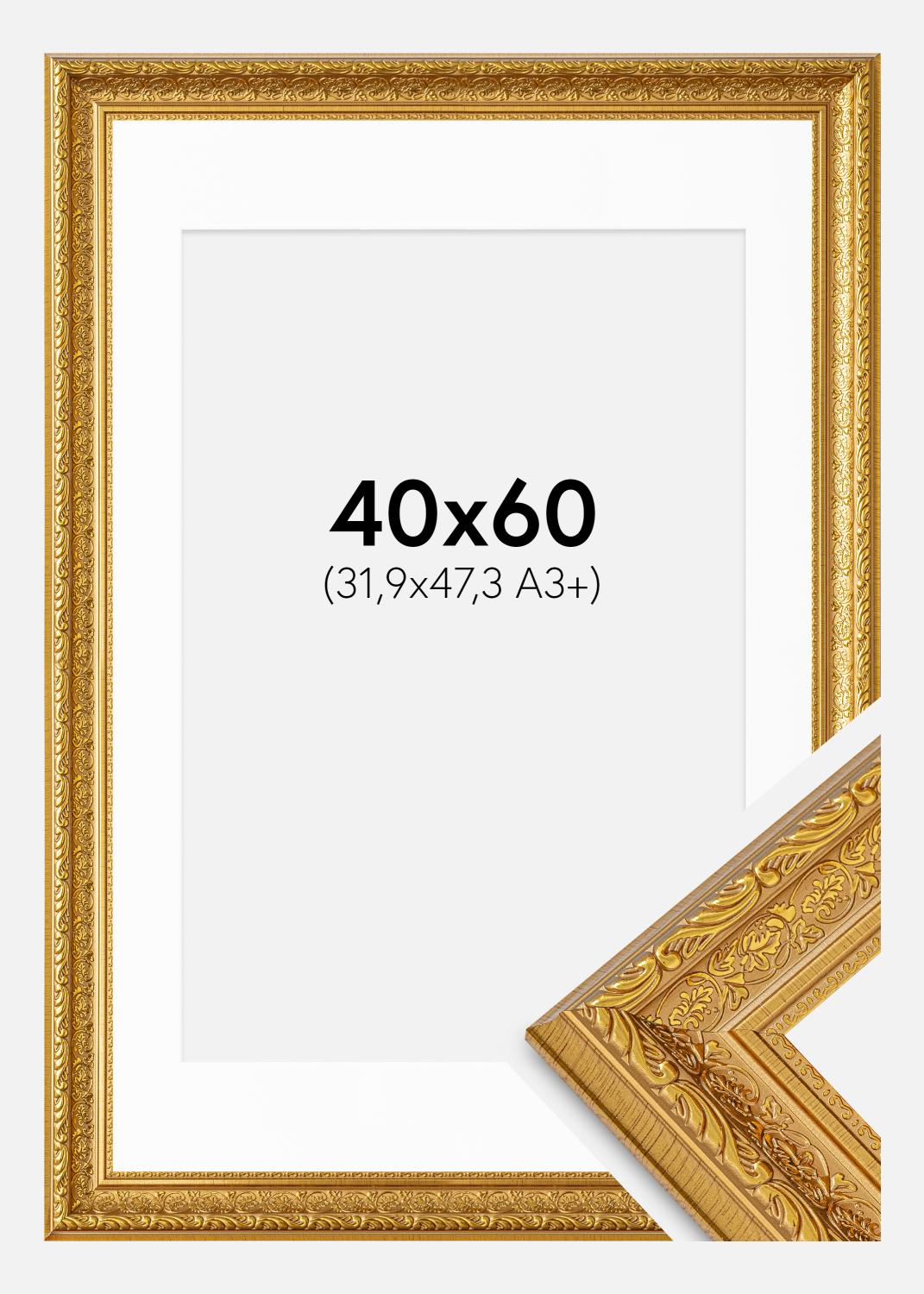 Product Image for Ramme Ornate Guld 40x60 cm - Passepartout Hvid 32,9x48,3 cm