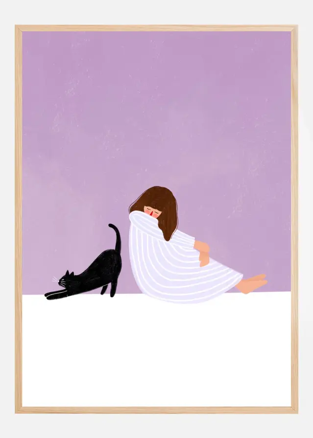 Girl and Cat Plakat