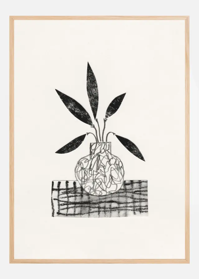 Still Life With a Vase and Five Leaves Plakat