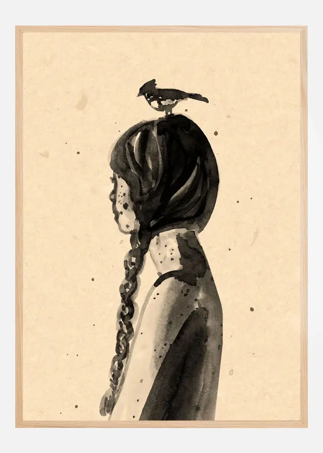 Girl with Bird Plakat