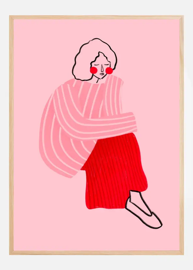 Pink and Red Line Lady Plakat