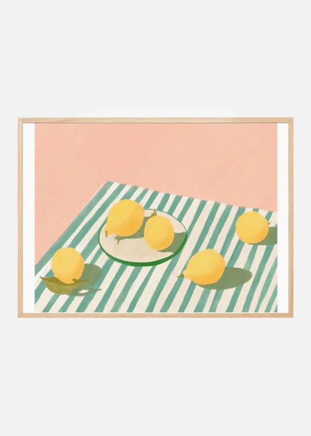 Lemons and stripes Plakat
