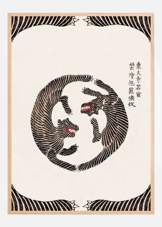 Woodblock Tigers From Yatsuo No Tsubaki (Creative ed.)) Plakat