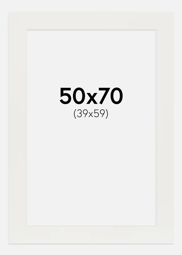 Passepartout Hvid 3 mm (Hvid kerne) 50x70 cm (39x59)