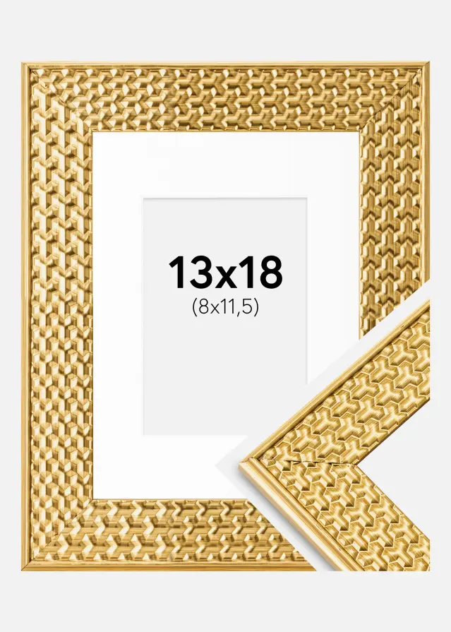 Ramme Grace Guld 13x18 cm - Passepartout Hvid 9x12 cm