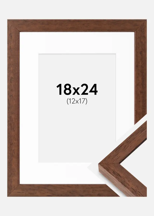 Ramme Hermes Teak 18x24 cm - Passepartout Hvid 13x18 cm
