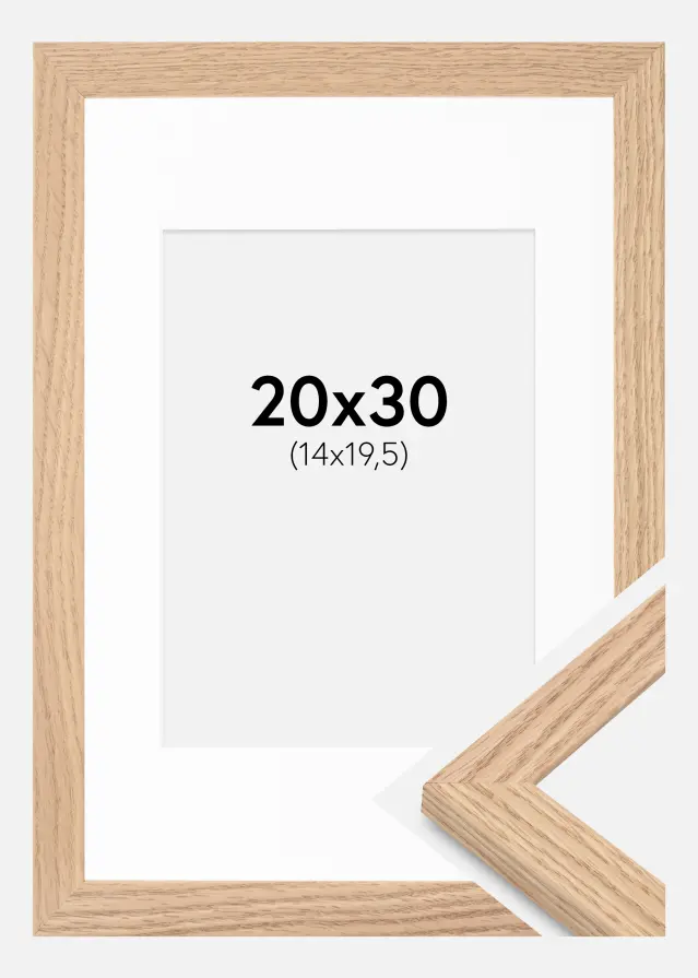 Ramme Tidlös Massiv Eg 20x30 cm - Passepartout Hvid 15x21 cm