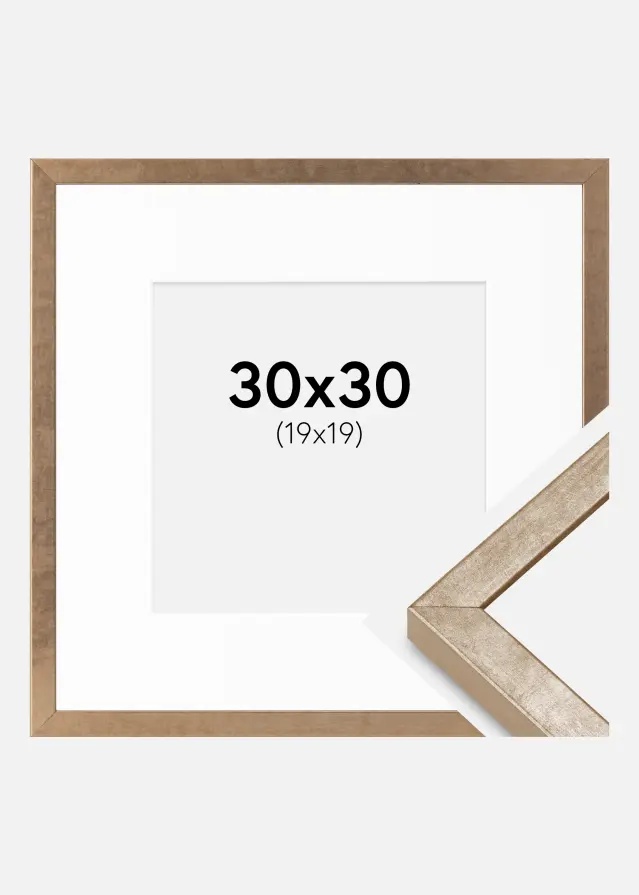 Ramme Ares Messing 30x30 cm - Passepartout Hvid 20x20 cm