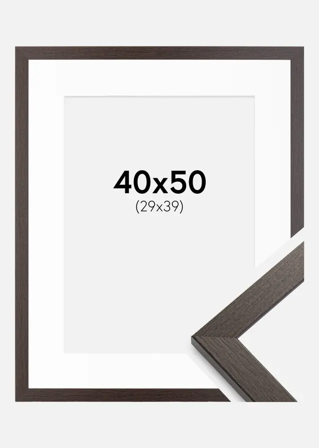 Ramme Stilren Wenge 40x50 cm - Passepartout Hvid 30x40 cm