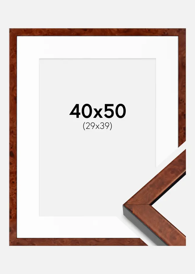 Ramme Hermes valnød 40x50 cm - Passepartout Hvid 30x40 cm