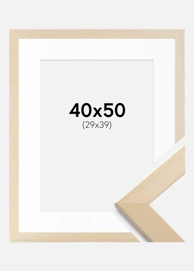 Ramme Trendline Natur 40x50 cm - Passepartout Hvid 30x40 cm