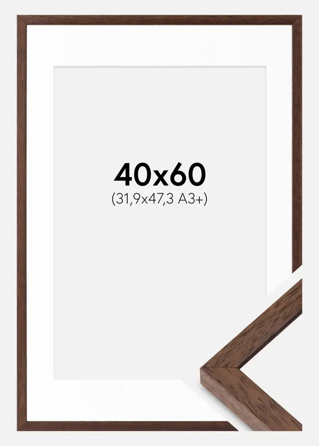 Ramme Ares Teak 40x60 cm - Passepartout Hvid 32,9x48,3 cm