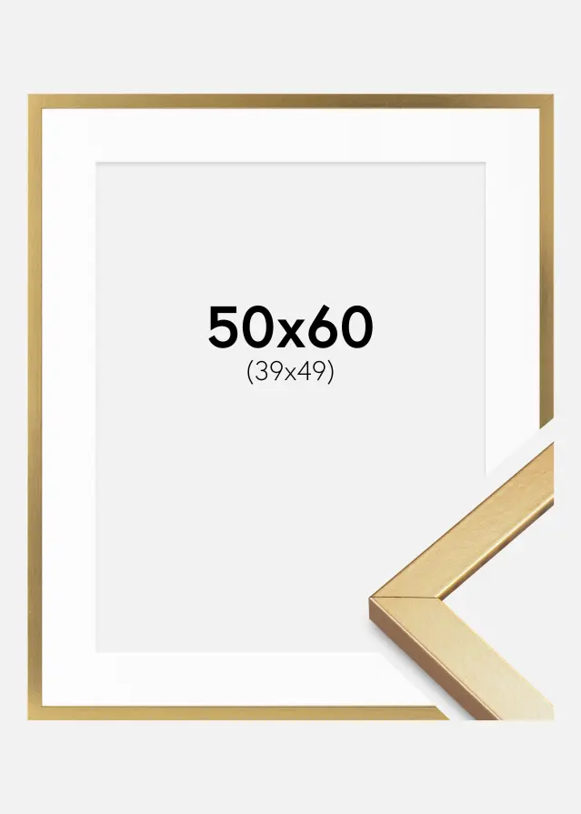 Ramme Minerva Guld 50x60 cm - Passepartout Hvid 40x50 cm