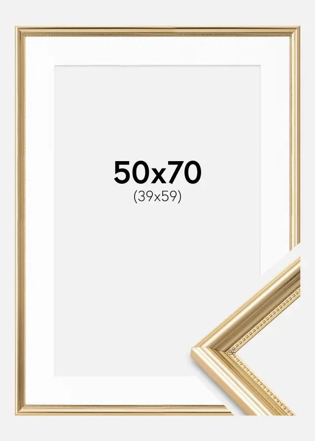 Ramme Gala Guld 50x70 cm - Passepartout Hvid 40x60 cm