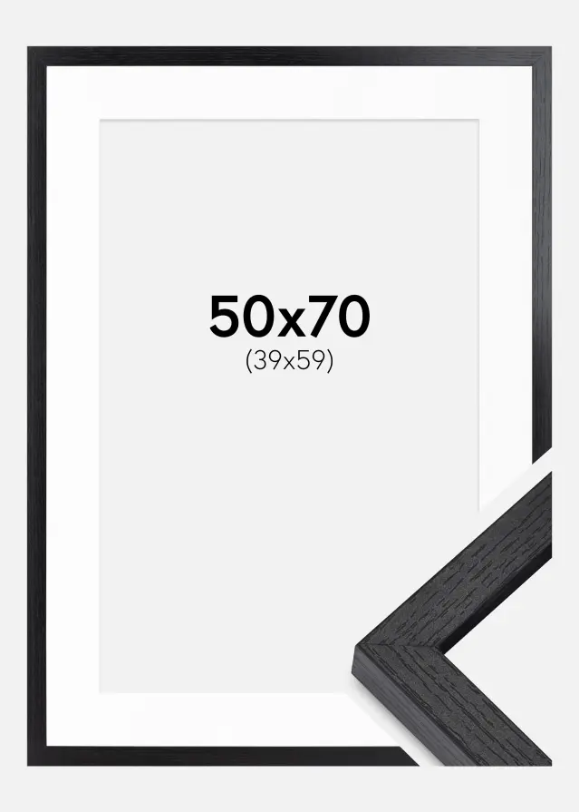 BGA Kasseramme Sort 50x70 cm - Passepartout Hvid 40x60 cm
