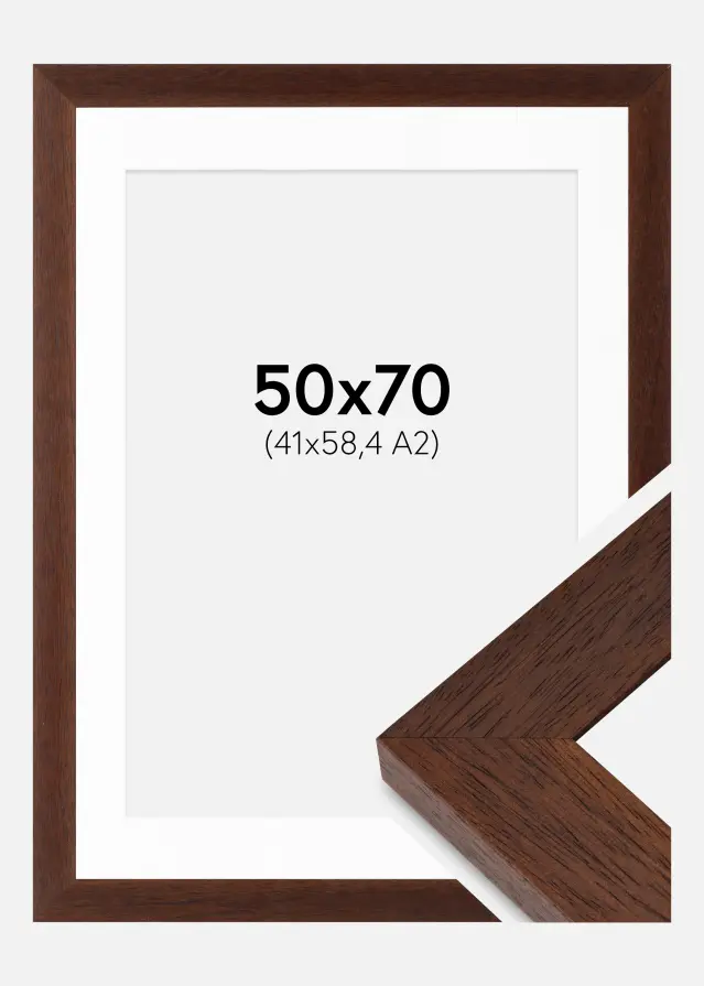 Ramme Juno Teak 50x70 cm - Passepartout Hvid 42x59,4 cm
