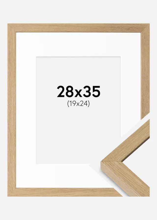 Ramme Hermes Naturlig Eg 28x35 cm - Passepartout Hvid 20x25 cm