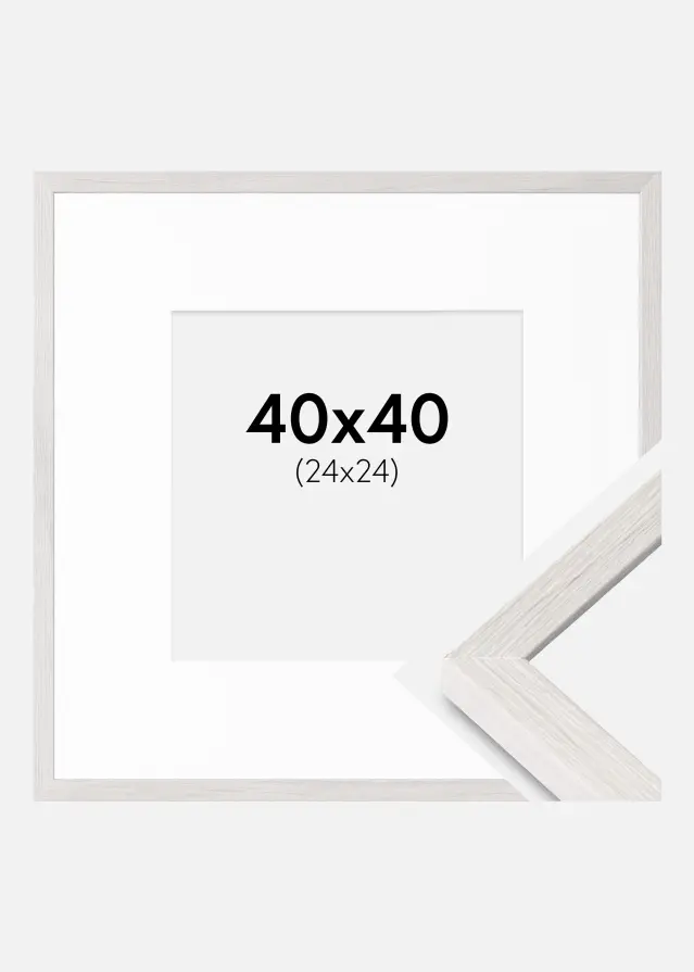 Ramme Ares Hvid Eg 40x40 cm - Passepartout Hvid 25x25 cm