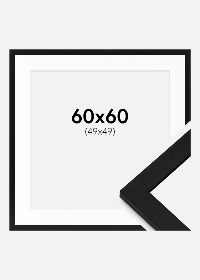 Ramme BGA Classic Sort 60x60 cm - Passepartout Hvid 50x50 cm