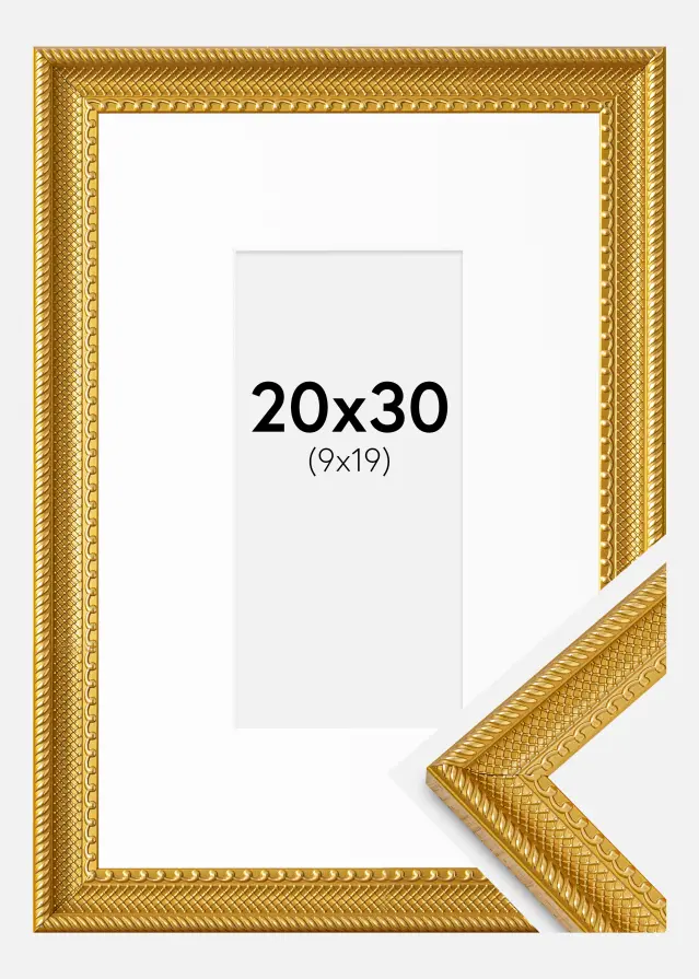 Ramme Lattice Guld 20x30 cm - Passepartout Hvid 10x20 cm