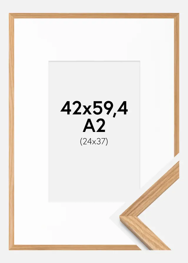 Ramme Massiv Eg 42x59,4 cm - Passepartout Hvid 25x38 cm