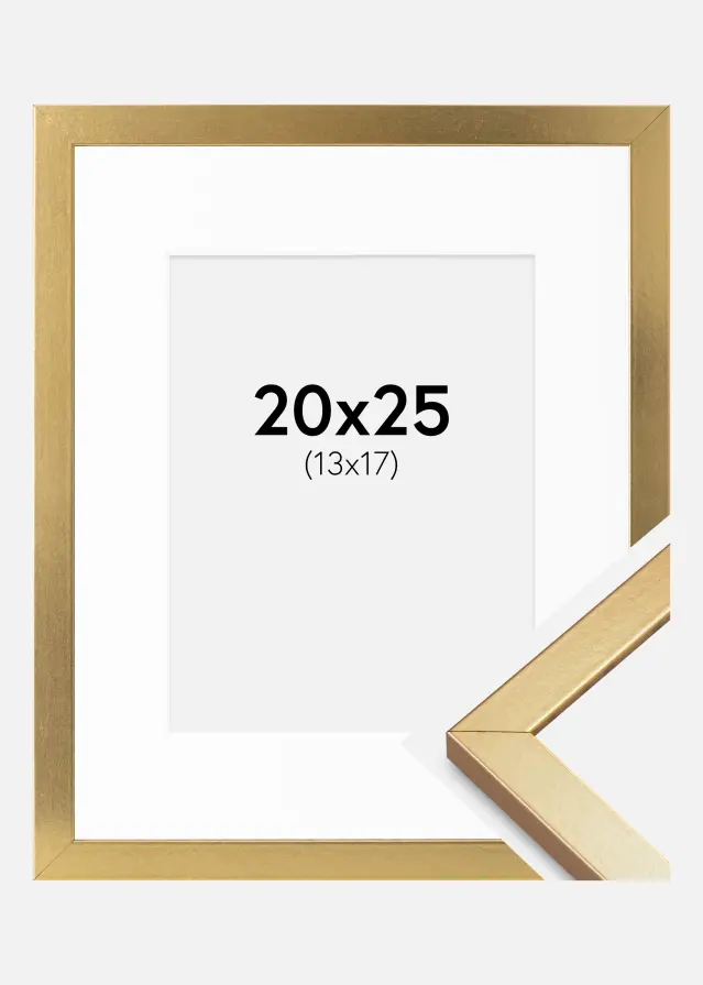 Ramme Minerva Guld 20x25 cm - Passepartout Hvid 14x18 cm