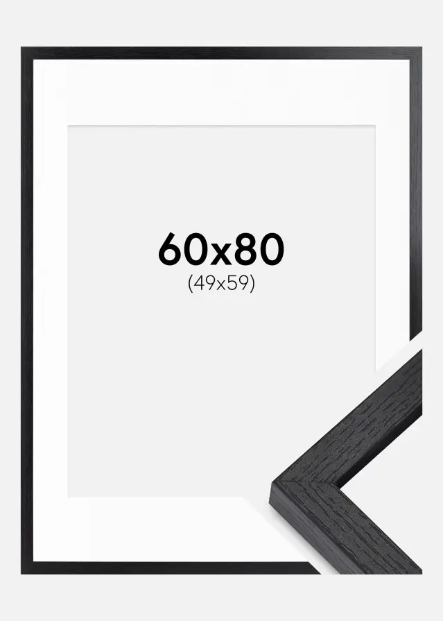 BGA Kasseramme Sort 60x80 cm - Passepartout Hvid 50x60 cm