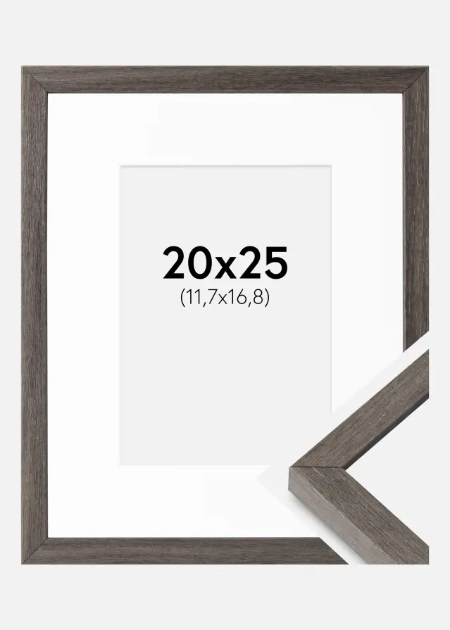 Ramme Ares Grå Eg 20x25 cm - Passepartout Hvid 5x7 inches