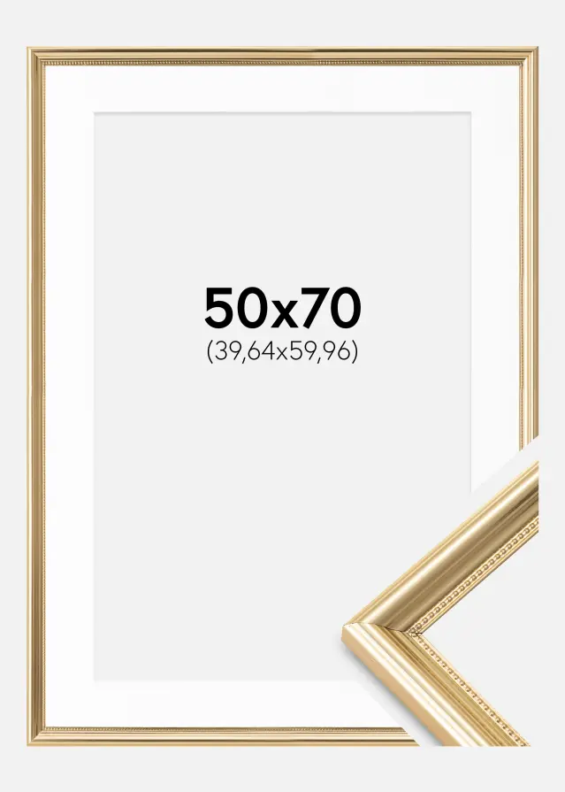 Ramme Gala Guld 50x70 cm - Passepartout Hvid 16x24 inches