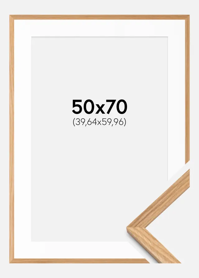 Ramme Massiv Eg 50x70 cm - Passepartout Hvid 16x24 inches