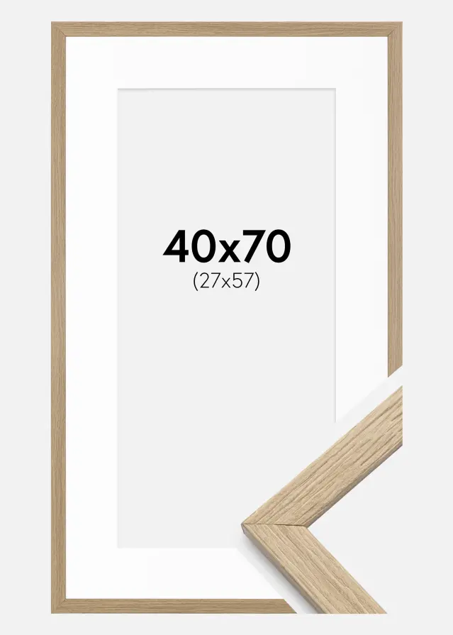 Ramme Stilren Eg 40x70 cm - Passepartout Hvid 28x58 cm