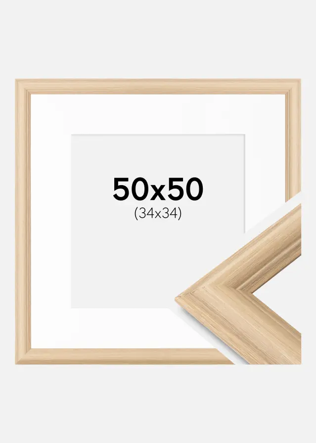 Ramme Västkusten Eg 50x50 cm - Passepartout Hvid 35x35 cm