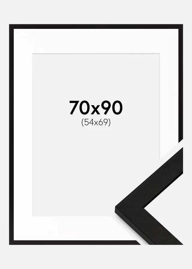 Ramme BGA Classic Sort 70x90 cm - Passepartout Hvid 55x70 cm