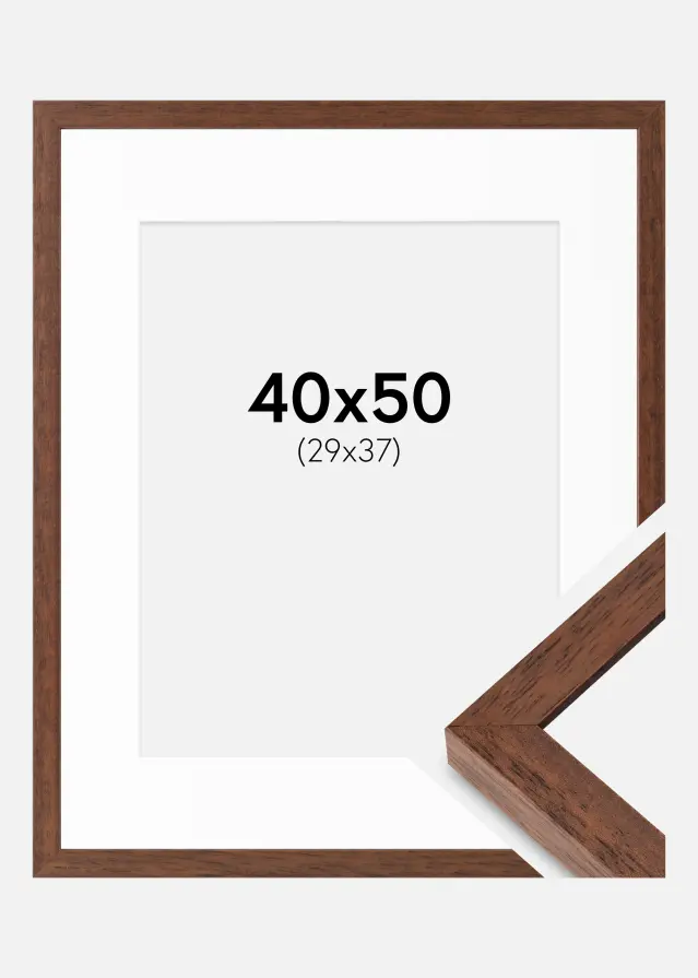 Ramme Hermes Teak 40x50 cm - Passepartout Hvid 30x38 cm