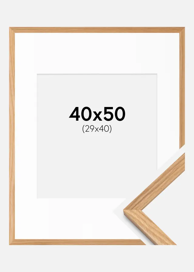 Ramme massiv eg 40x50 cm - Passepartout hvid 30x41 cm