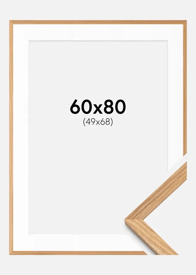 Ramme Massiv Eg 60x80 cm - Passepartout Hvid 50x69 cm
