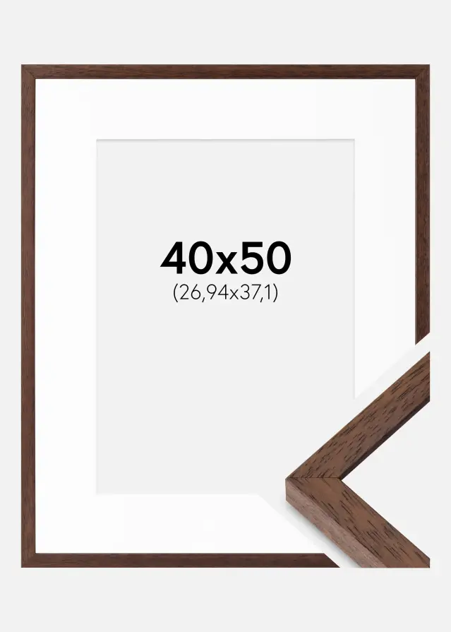 Ramme Ares Teak 40x50 cm - Passepartout Hvid 11x15 inches