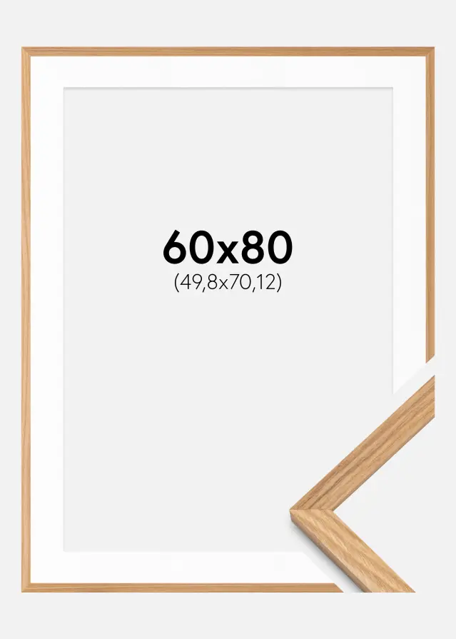 Ramme Massiv Eg 60x80 cm - Passepartout Hvid 20x28 inches
