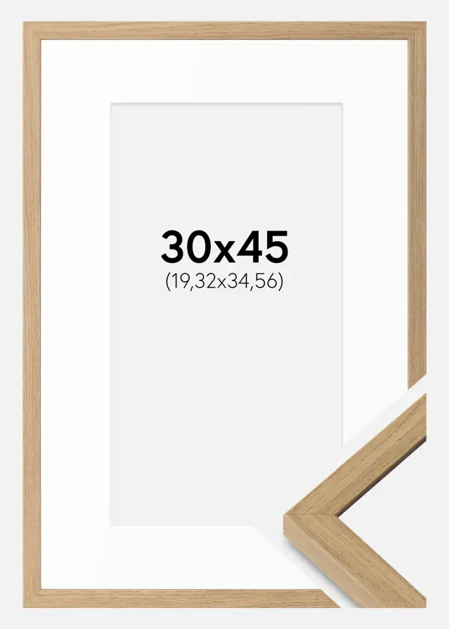 Ramme Ares Naturlig Eg 30x45 cm - Passepartout Hvid 8x14 inches