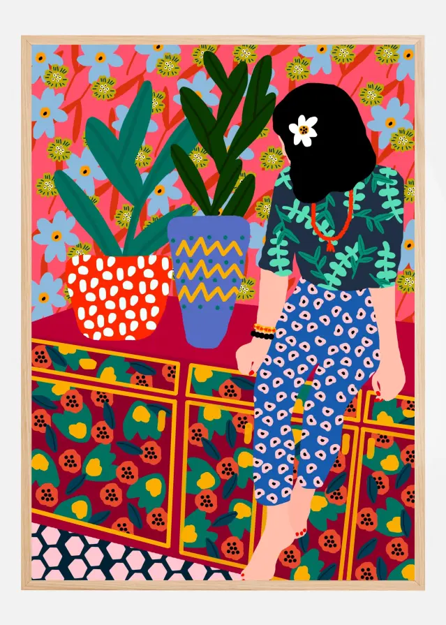 Girl with plants Plakat