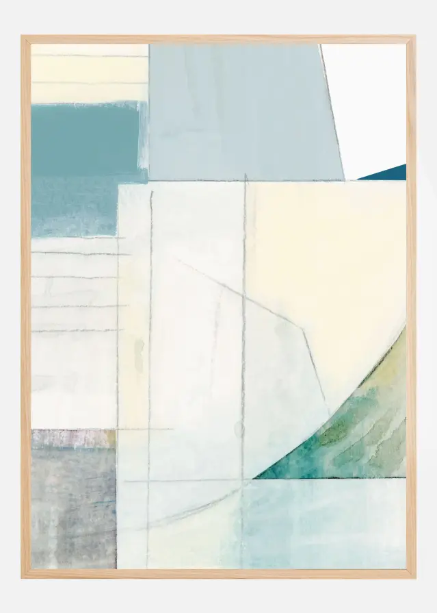 Abstract Blue and White Shapes Plakat