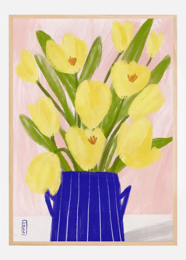Yellow Tulips In a Vase Plakat