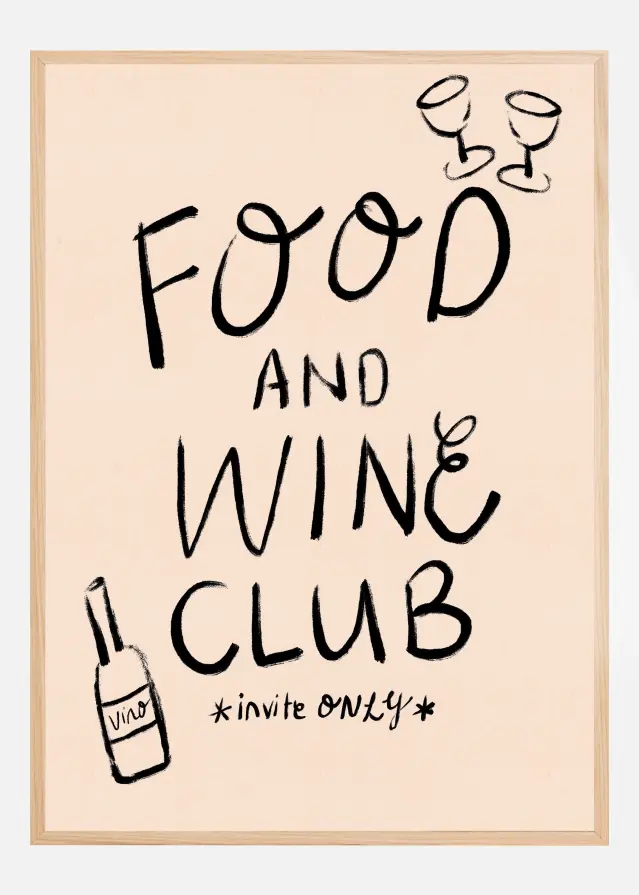Food and Wine Club Typography Plakat