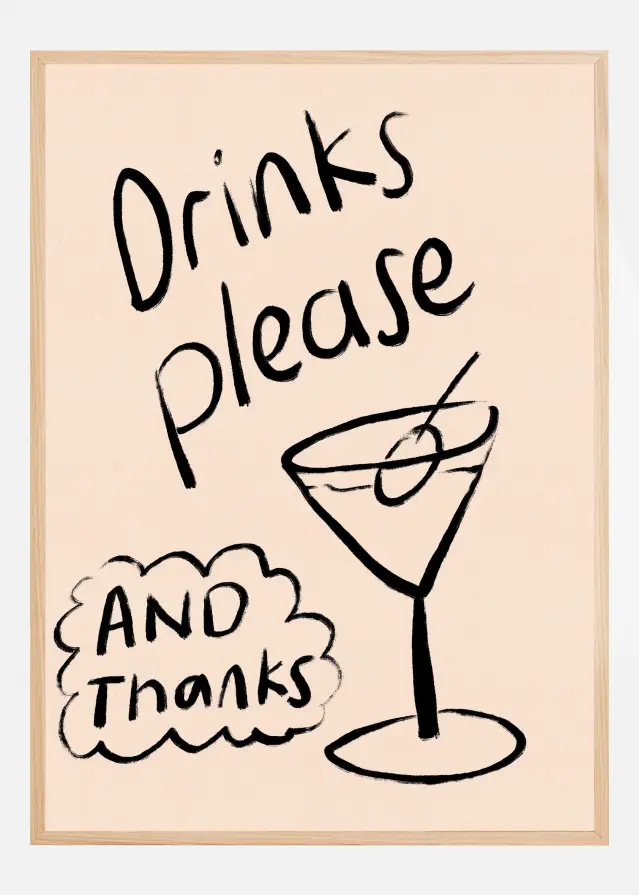 Drinks Please Cocktail Typography Plakat