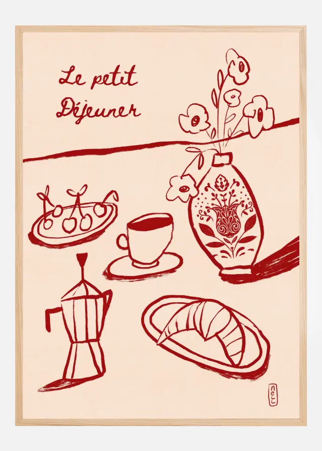 Le Petit Dejeuner Breakfast in Red Plakat