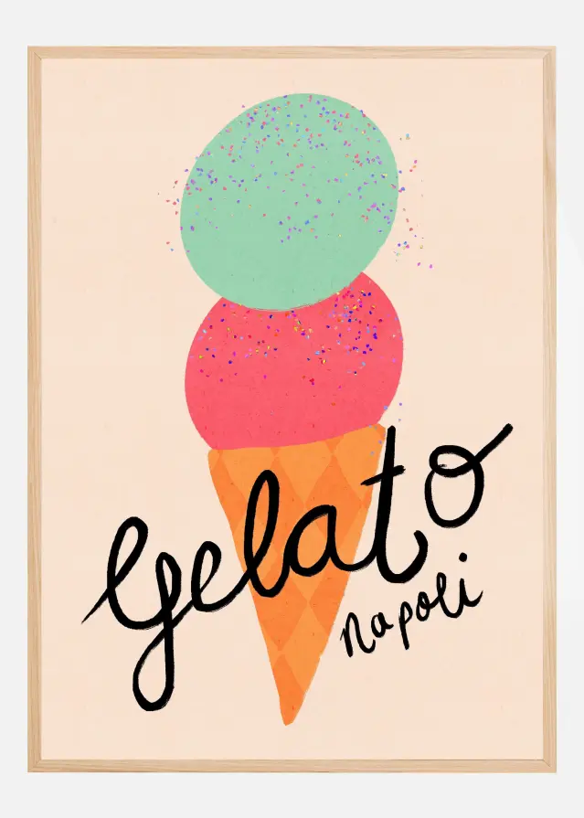Gelato Napoli Ice Cream Typography Plakat