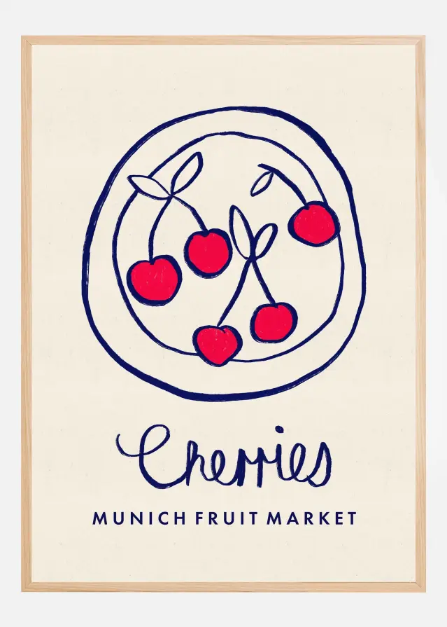 Cherries Munich Food Market Germany Plakat